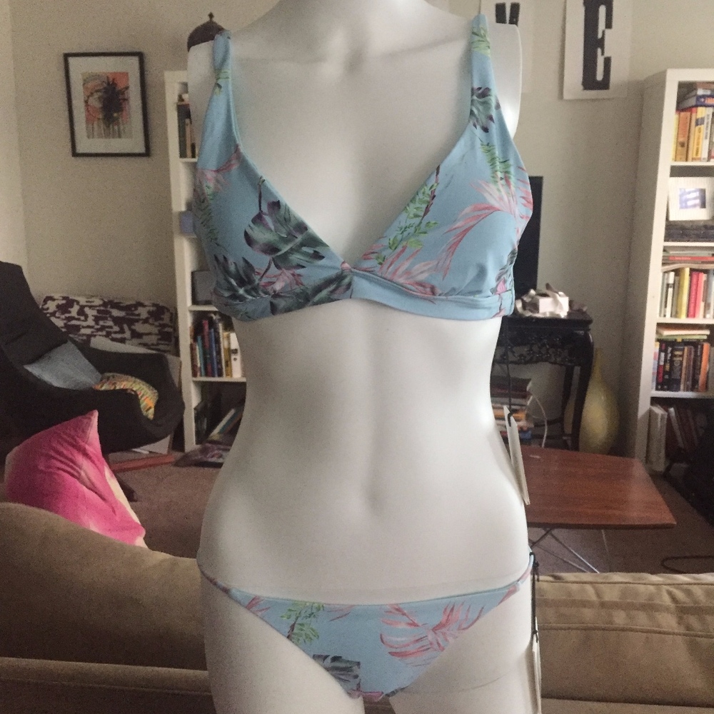 NWT Onia Pale Blue Tropical Floral Bikini